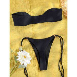 Black Strapless Bikini Brazilian Bottom